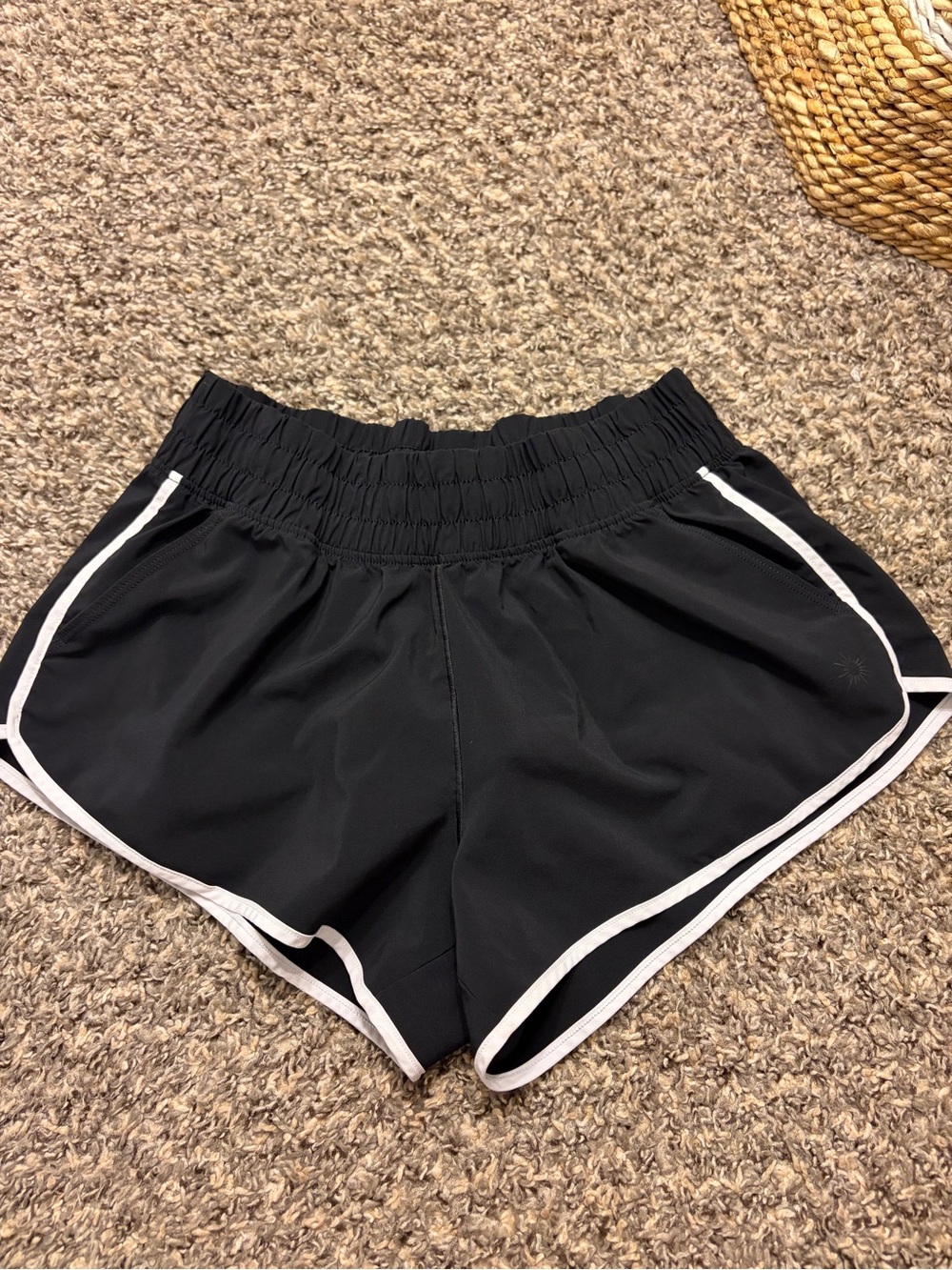 aerie Black Athletic Shorts with White Trim